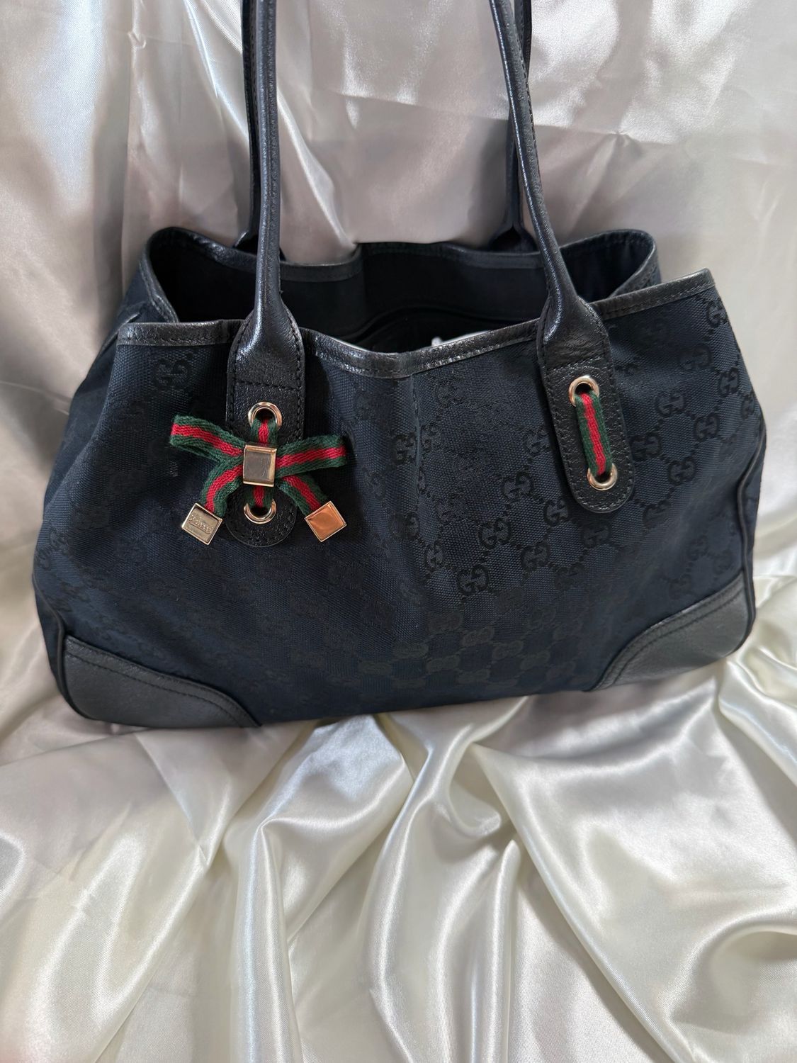 Gucci Monogram Princy Web Tote Shoulder in Black