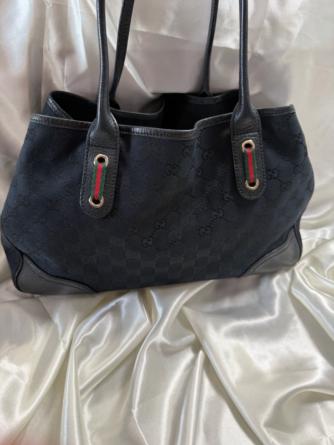Gucci Monogram Princy Web Tote Shoulder in Black