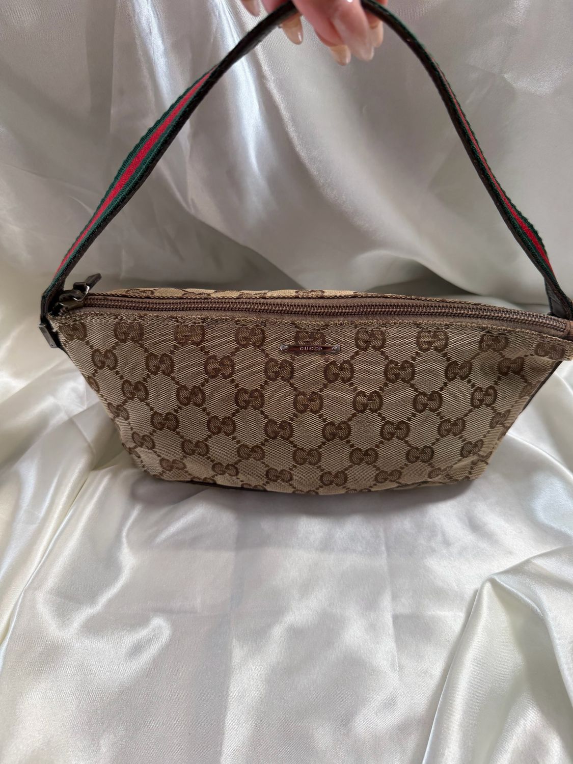 Gucci Monogram Canvas Pochette Web Hobo