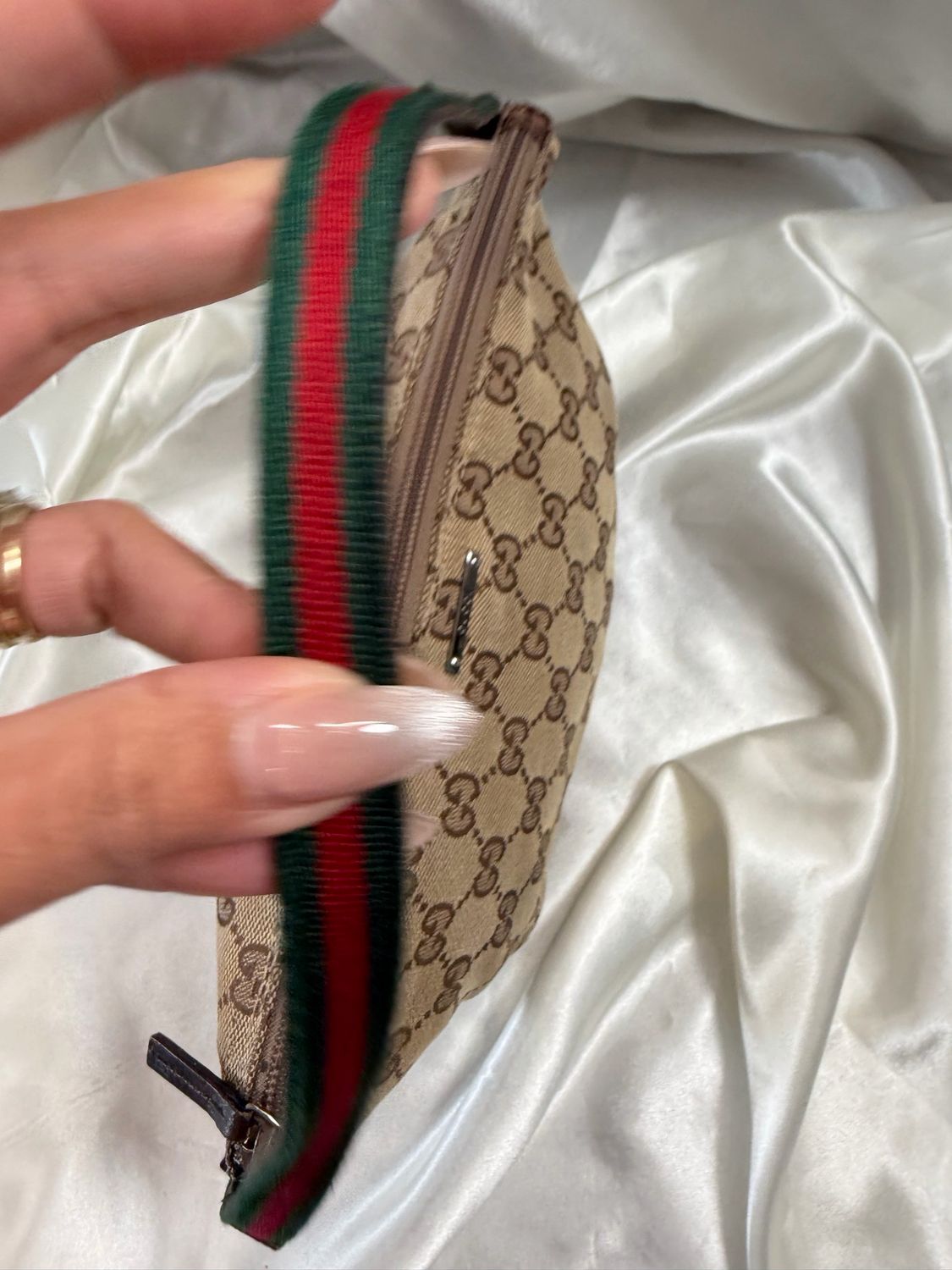 Gucci Monogram Canvas Pochette Web Hobo