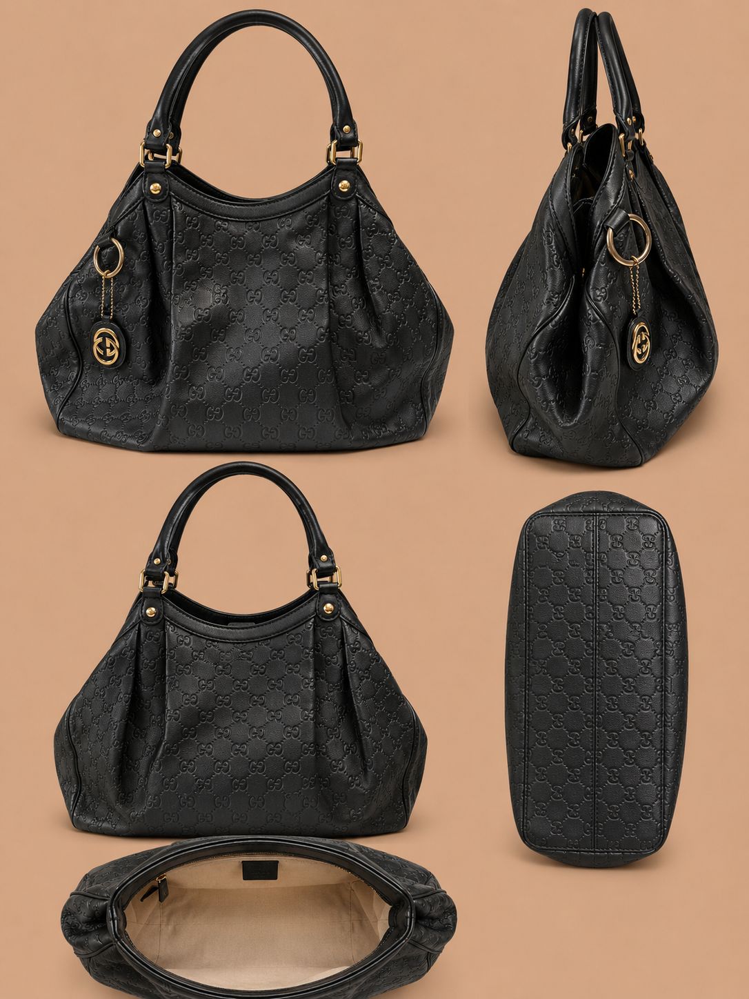 Gucci Guccissima Large Sukey Tote in Black