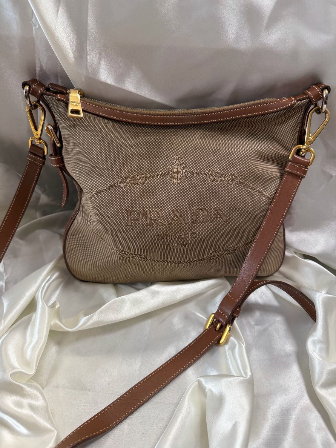 Prada Jacquard Logo Crossbody Sling