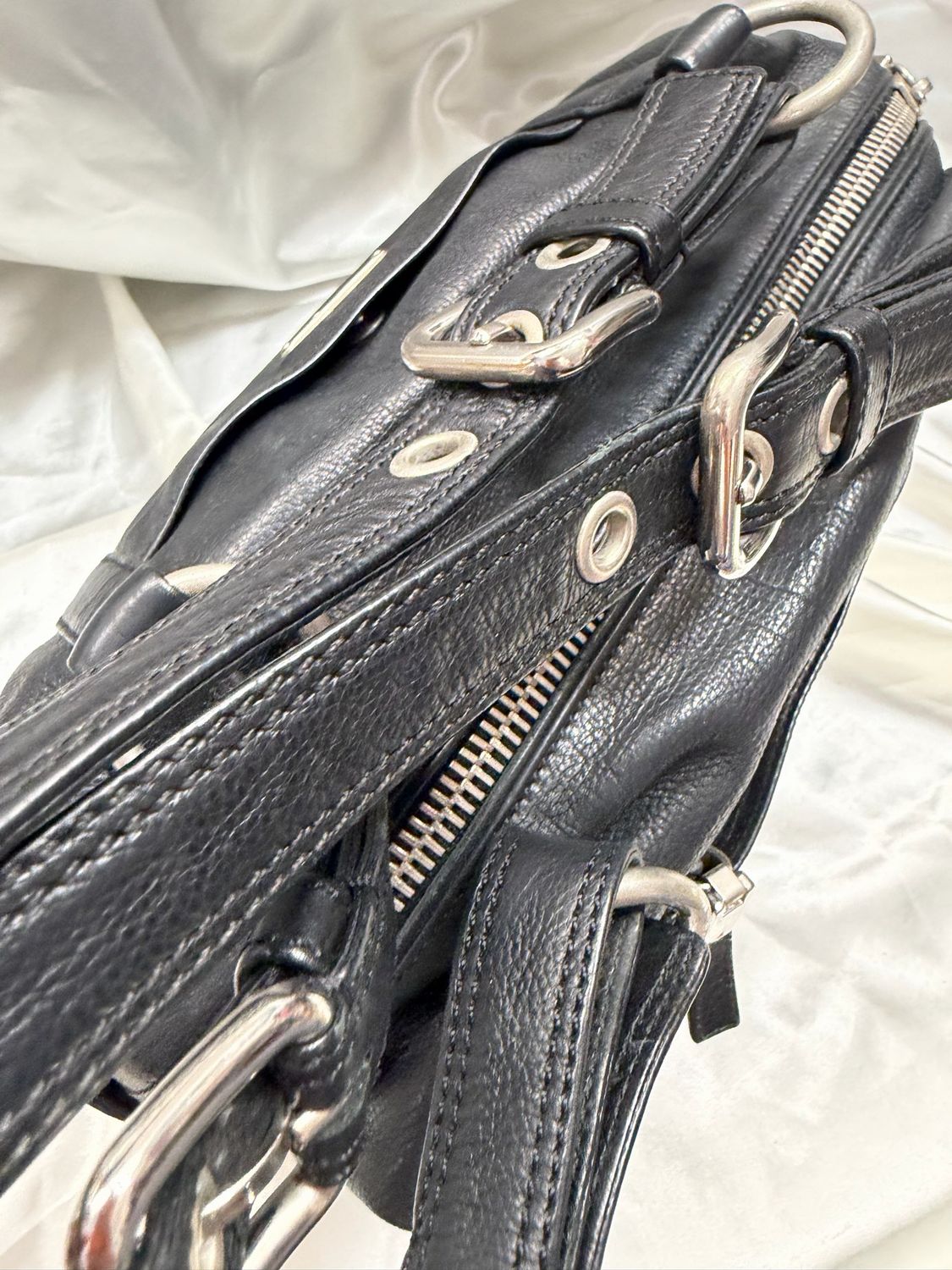 Prada Leather Boston Bowler Satchel Tote in Black