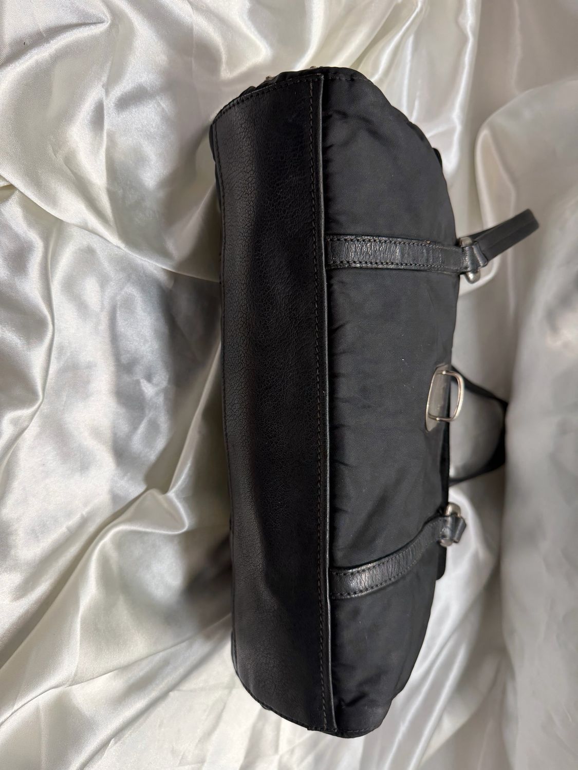 Prada Nylon Tessuto Shoulder Eastwest Black Tote Pushlock