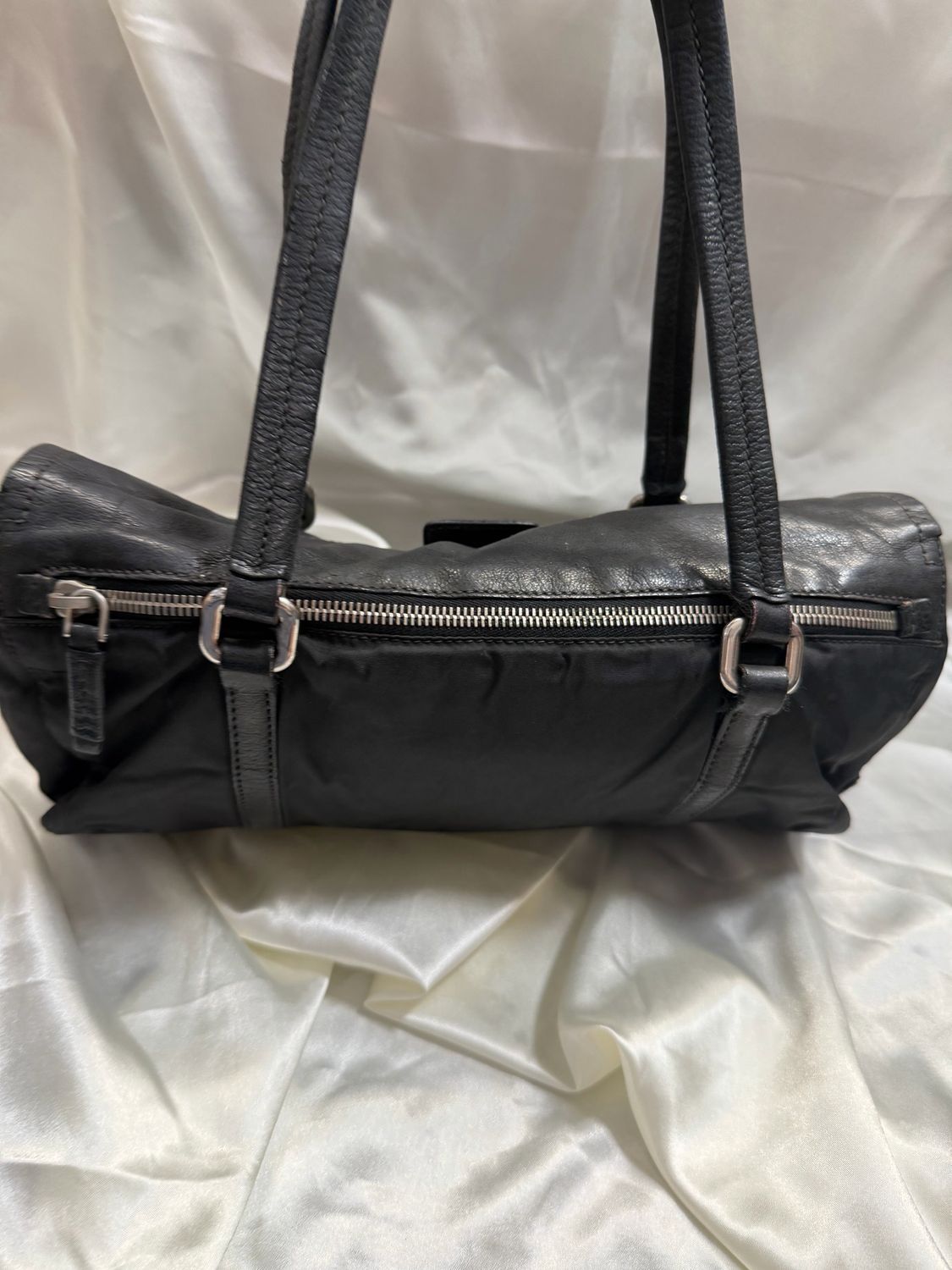 Prada Nylon Tessuto Shoulder Eastwest Black Tote Pushlock