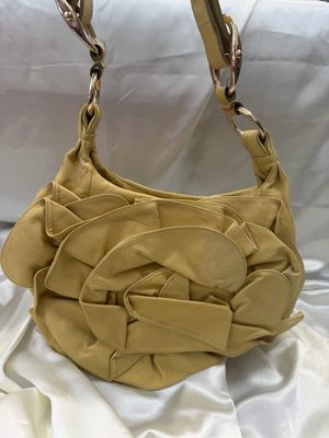 Yves Saint Laurent Nadja Rose Petal Hobo Shoulder Bag in Mustard