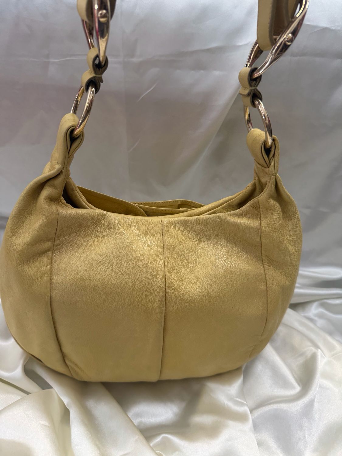 Yves Saint Laurent Nadja Rose Petal Hobo Shoulder Bag in Mustard