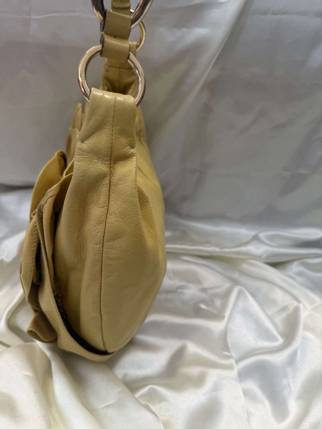 Yves Saint Laurent Nadja Rose Petal Hobo Shoulder Bag in Mustard