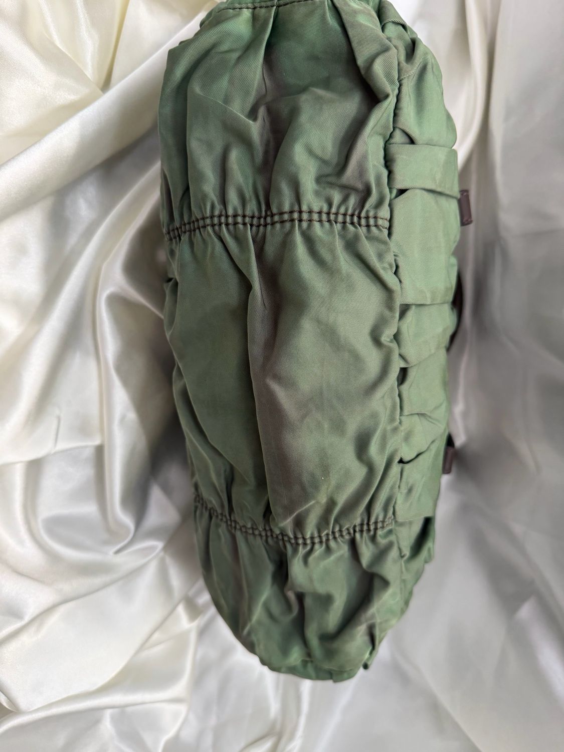 Prada Nylon Gaufre Tessuto Calfskin in Green/Brown