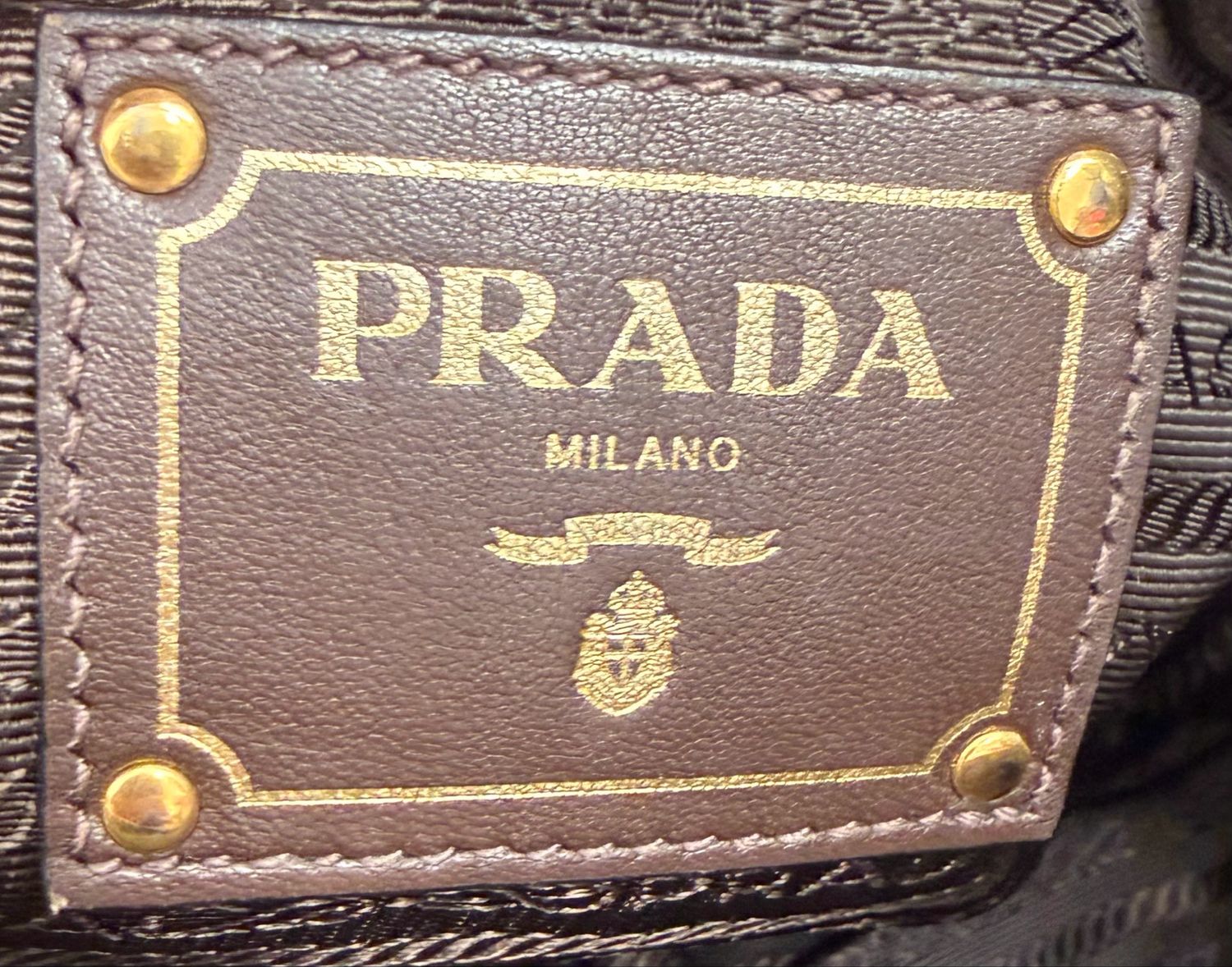 Prada Nylon Gaufre Tessuto Calfskin in Green/Brown