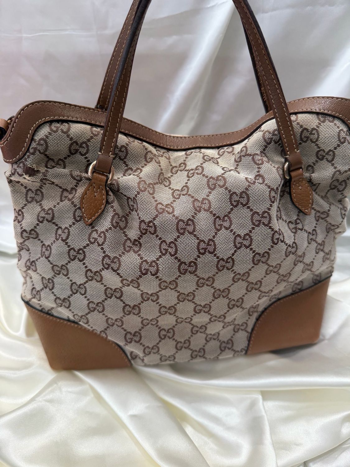 Gucci Monogram Canvas Bree Top Handle Tote