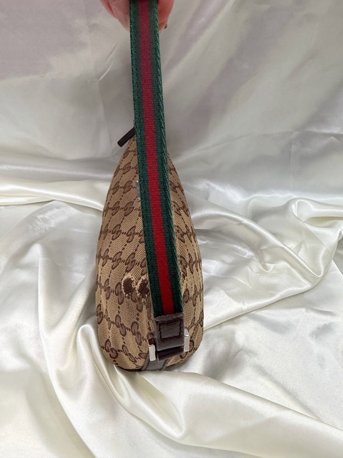 Gucci Monogram Canvas Web Pochette Hobo Shoulder 