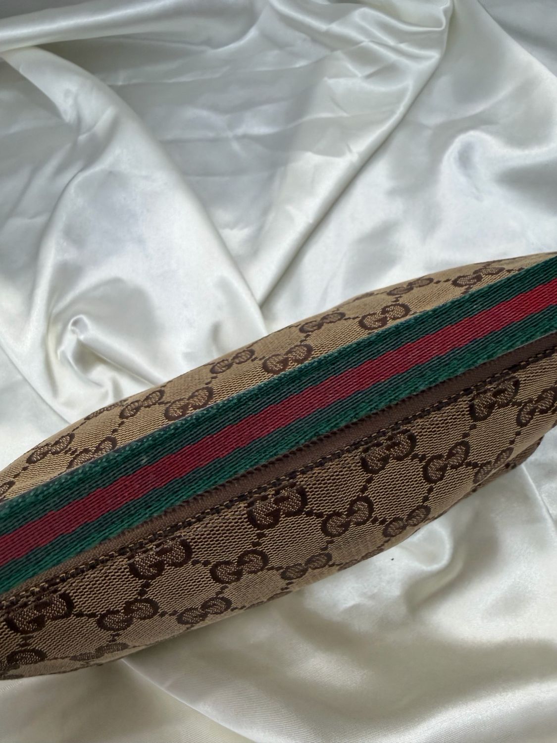 Gucci Monogram Canvas Web Pochette Hobo Shoulder 