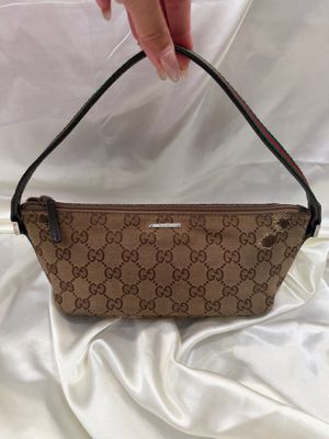Gucci Monogram Canvas Web Pochette Hobo Shoulder 