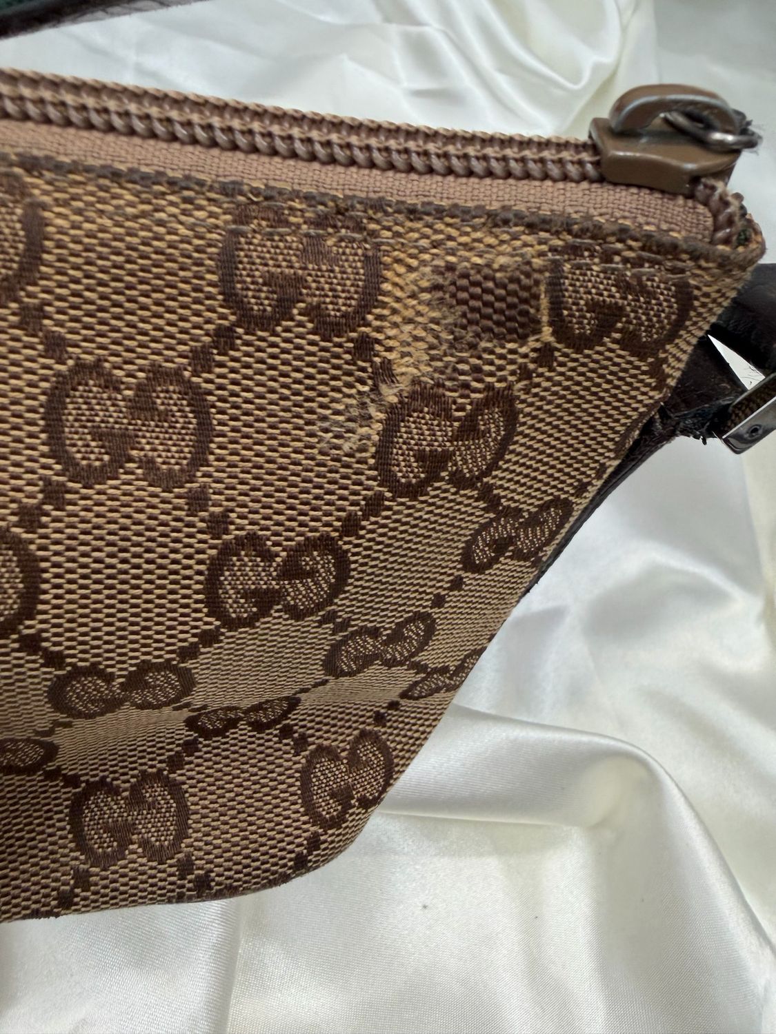 Gucci Monogram Canvas Web Pochette Hobo Shoulder 