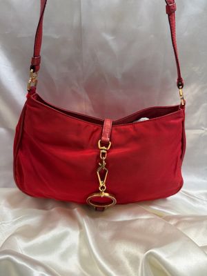 Prada Nylon Tessuto Pochette Hobo Shoulder Bag in Red