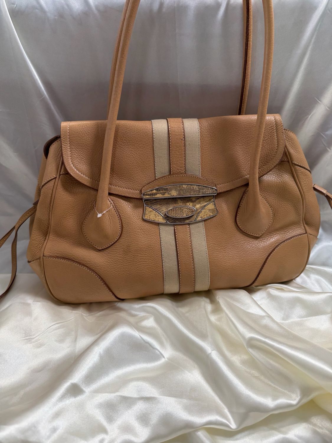 Prada Vitello Daino Lizard Pushlock Tote