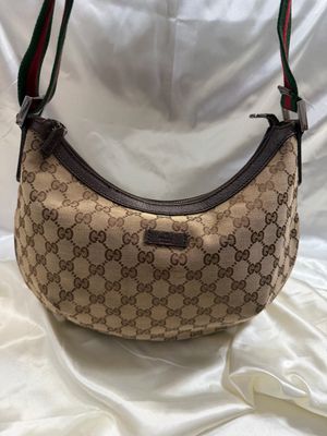 Gucci Monogram Canvas Sling Web Strap Halfmoon Sling