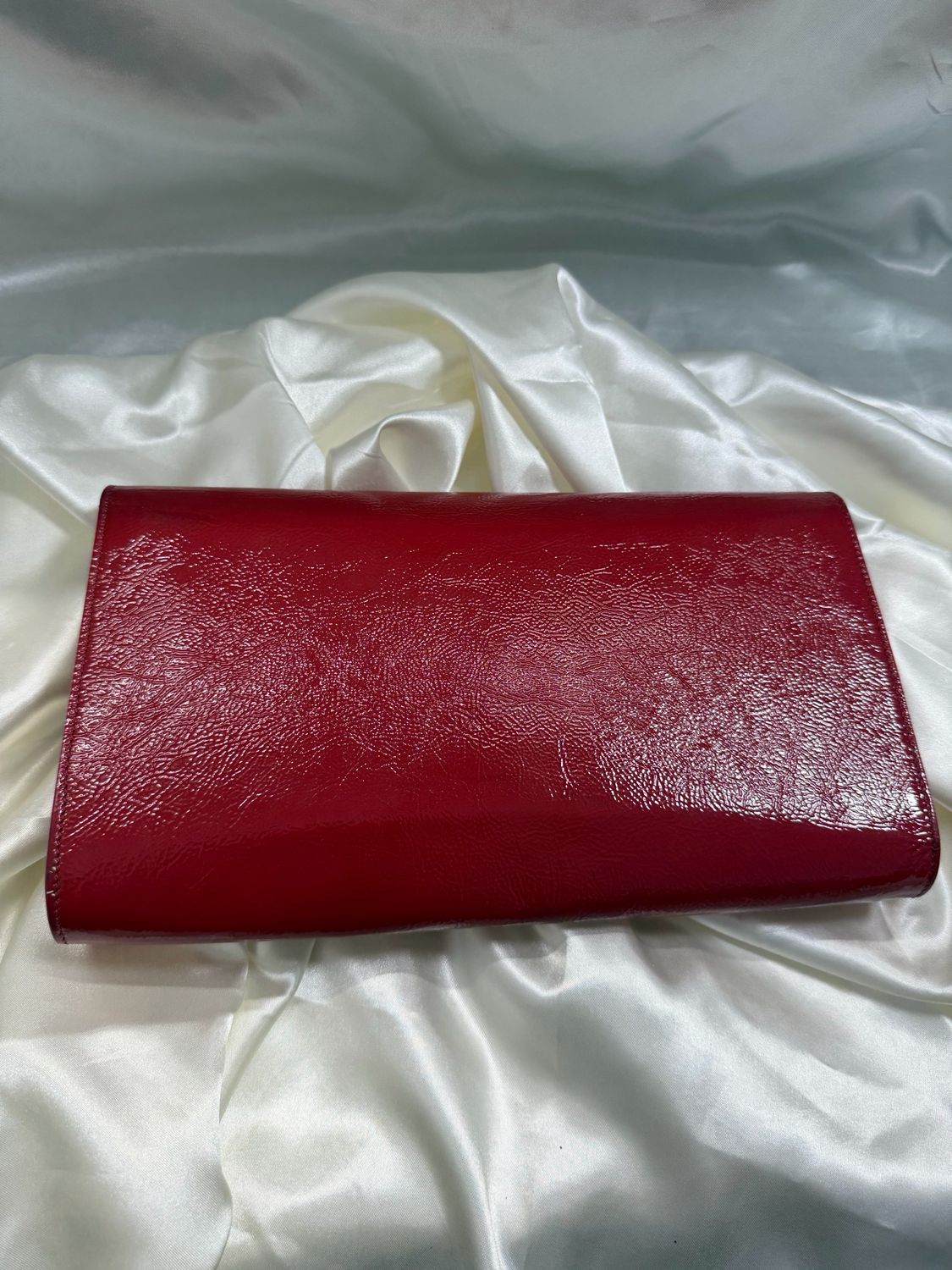 Yves Saint Laurent Patent Logo Clutch Flap