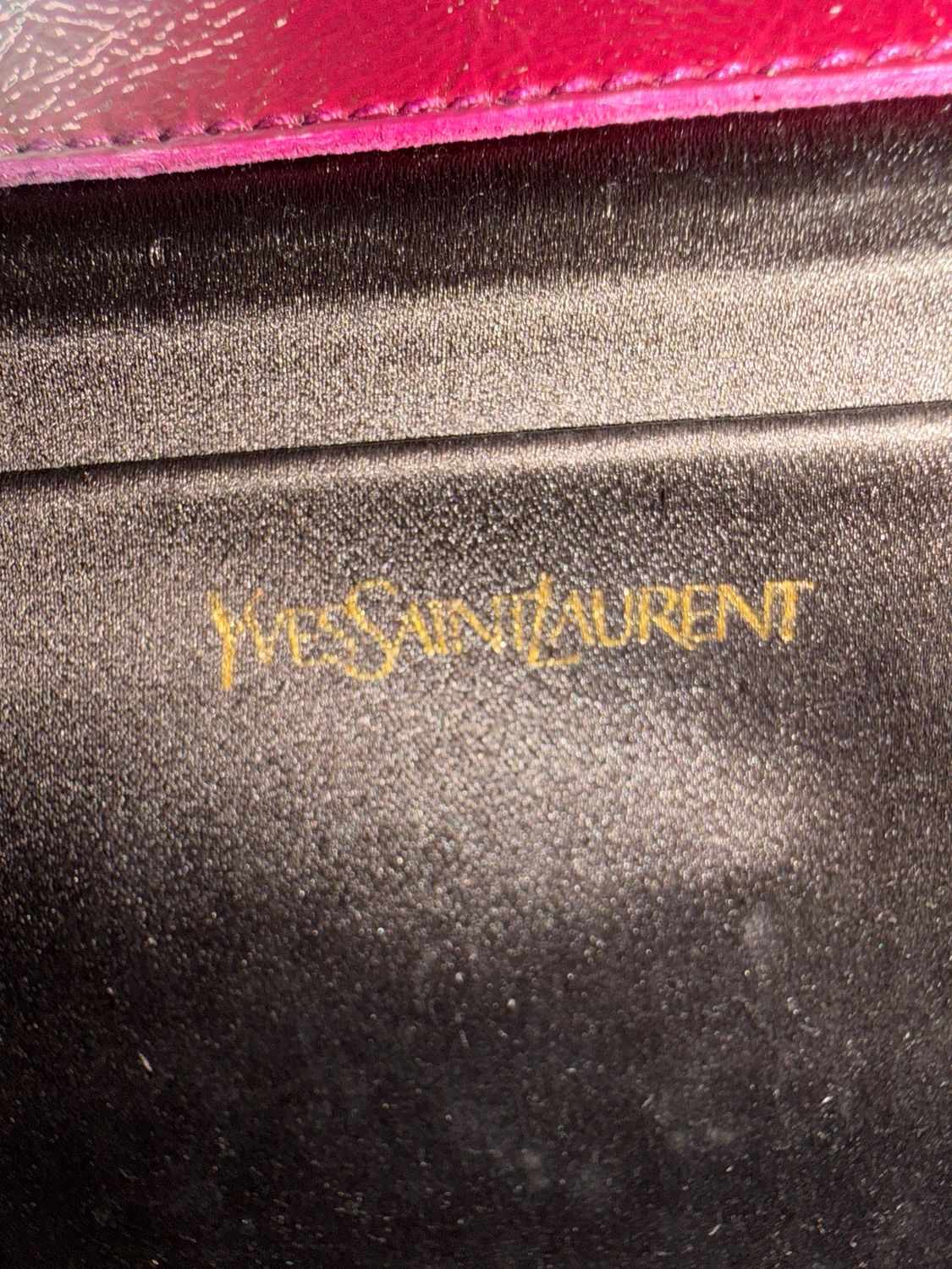 Yves Saint Laurent Patent Logo Clutch Flap