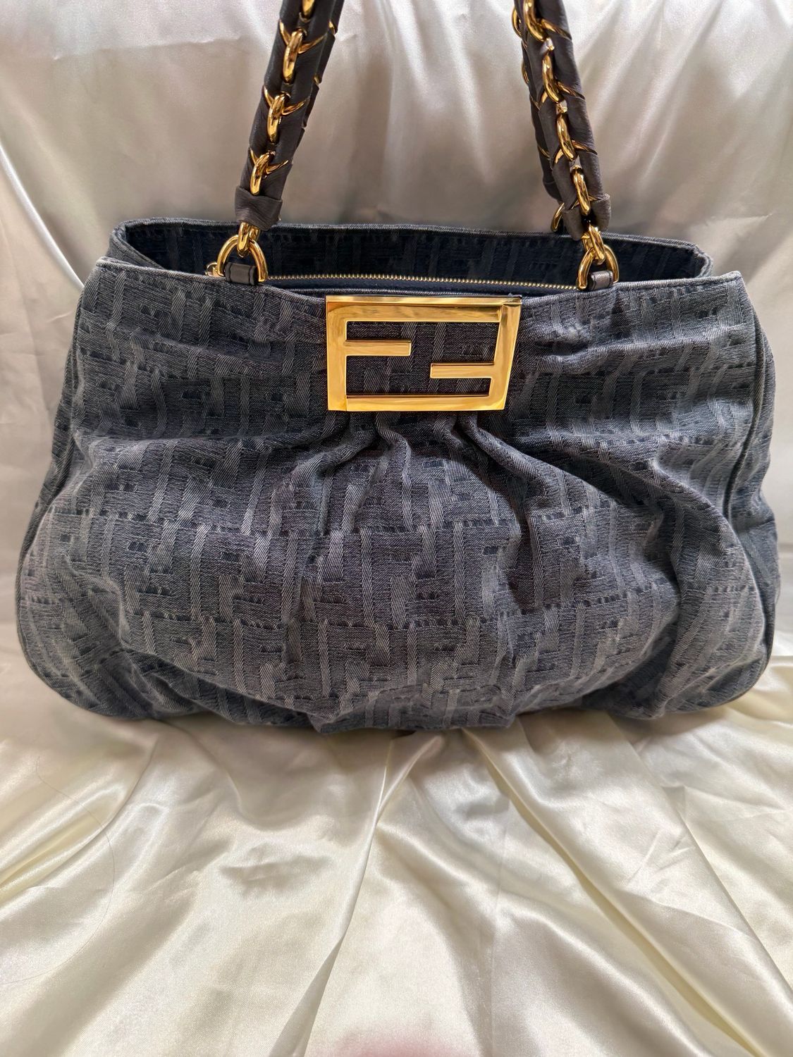 Fendi Zucca Denim Shoulder Chain Strap
