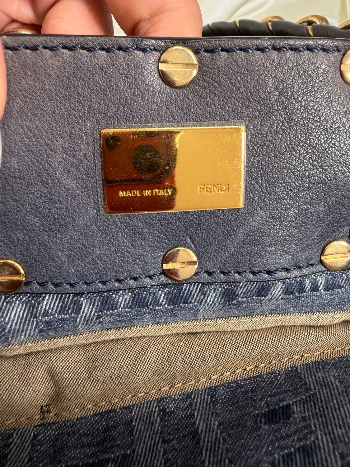 Fendi Zucca Denim Shoulder Chain Strap