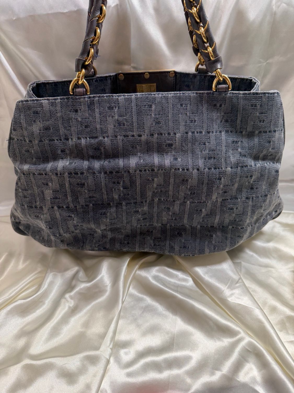 Fendi Zucca Denim Shoulder Chain Strap