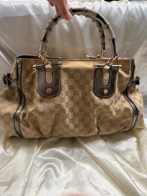 Gucci Monogram Canvas Dialux Bamboo Shoulder Tote