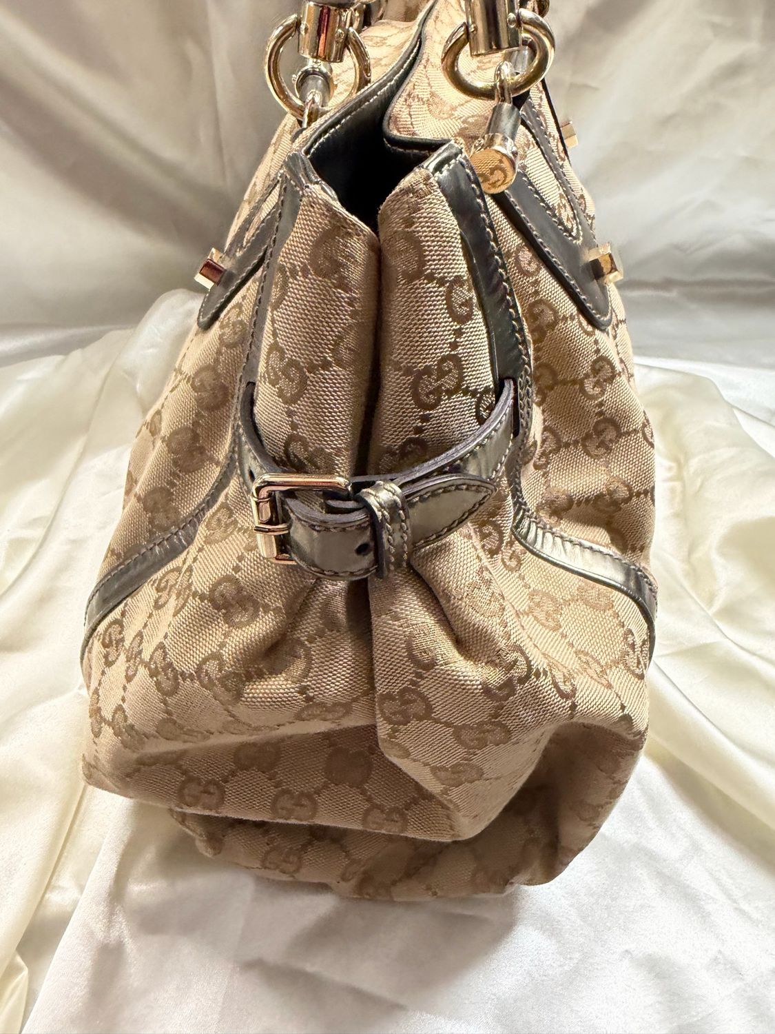 Gucci Monogram Canvas Dialux Bamboo Shoulder Tote