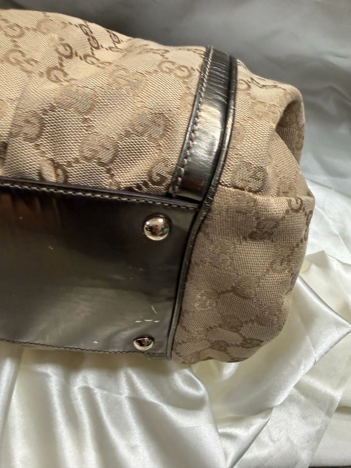 Gucci Monogram Canvas Dialux Bamboo Shoulder Tote