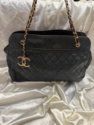 Chanel Matelasse Quilted Tote Shoulder Leather in Black