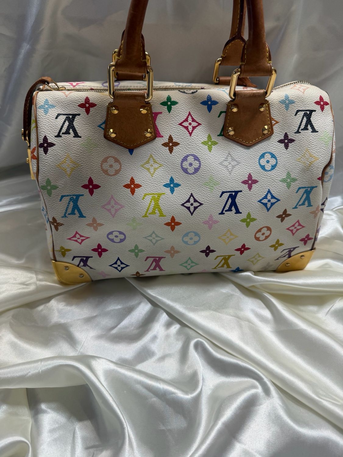 Louis Vuitton Monogram Multicolor Speedy 30 Satchel Blanc