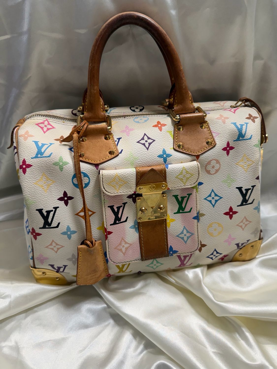 Louis Vuitton Monogram Multicolor Speedy 30 Satchel Blanc