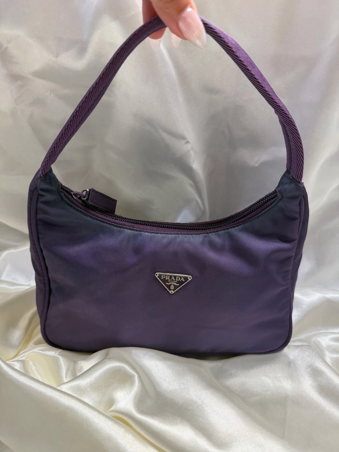 Prada Nylon Tessuto Hobo Shoulder Zipper in Purple