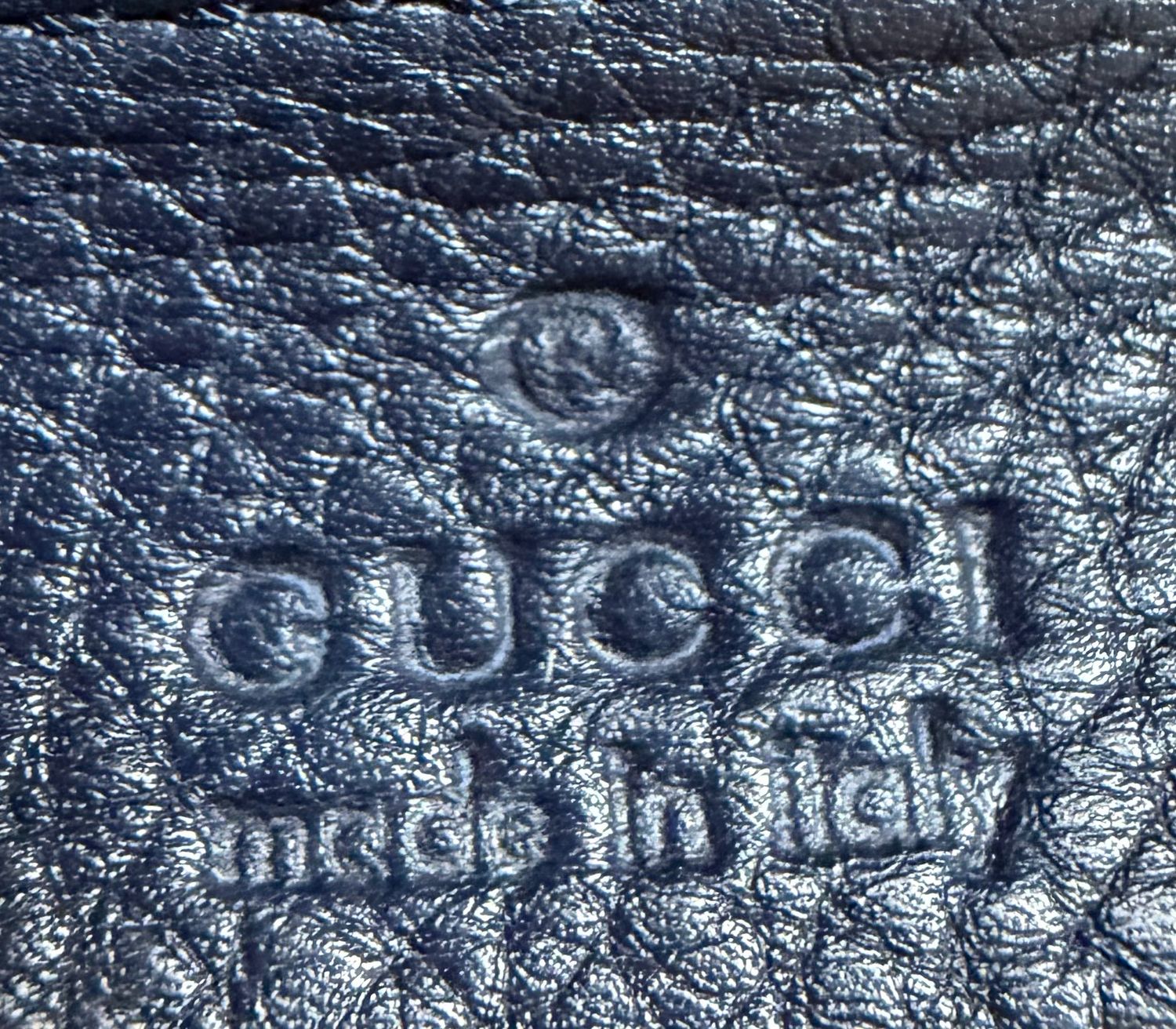 Gucci Pebbled Leather Soho Working Tote Tassel Crossbody in Navy Blue