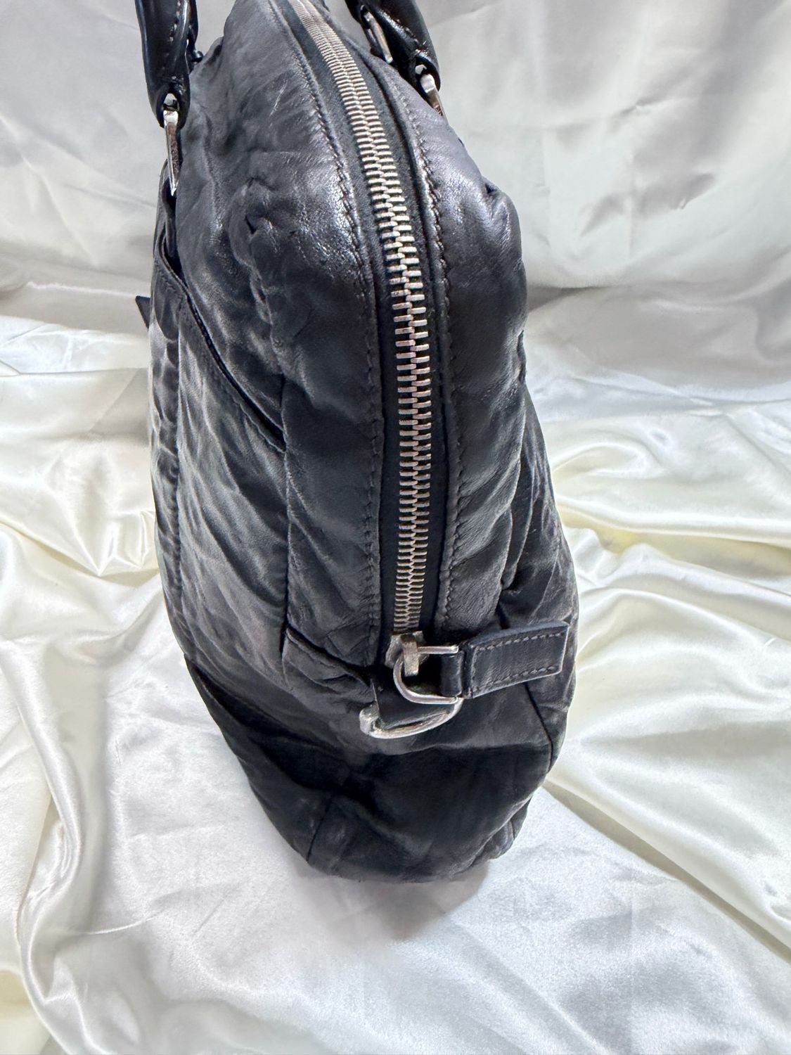 Prada Leather Briefcase Crossbody Sling Zipper in Black