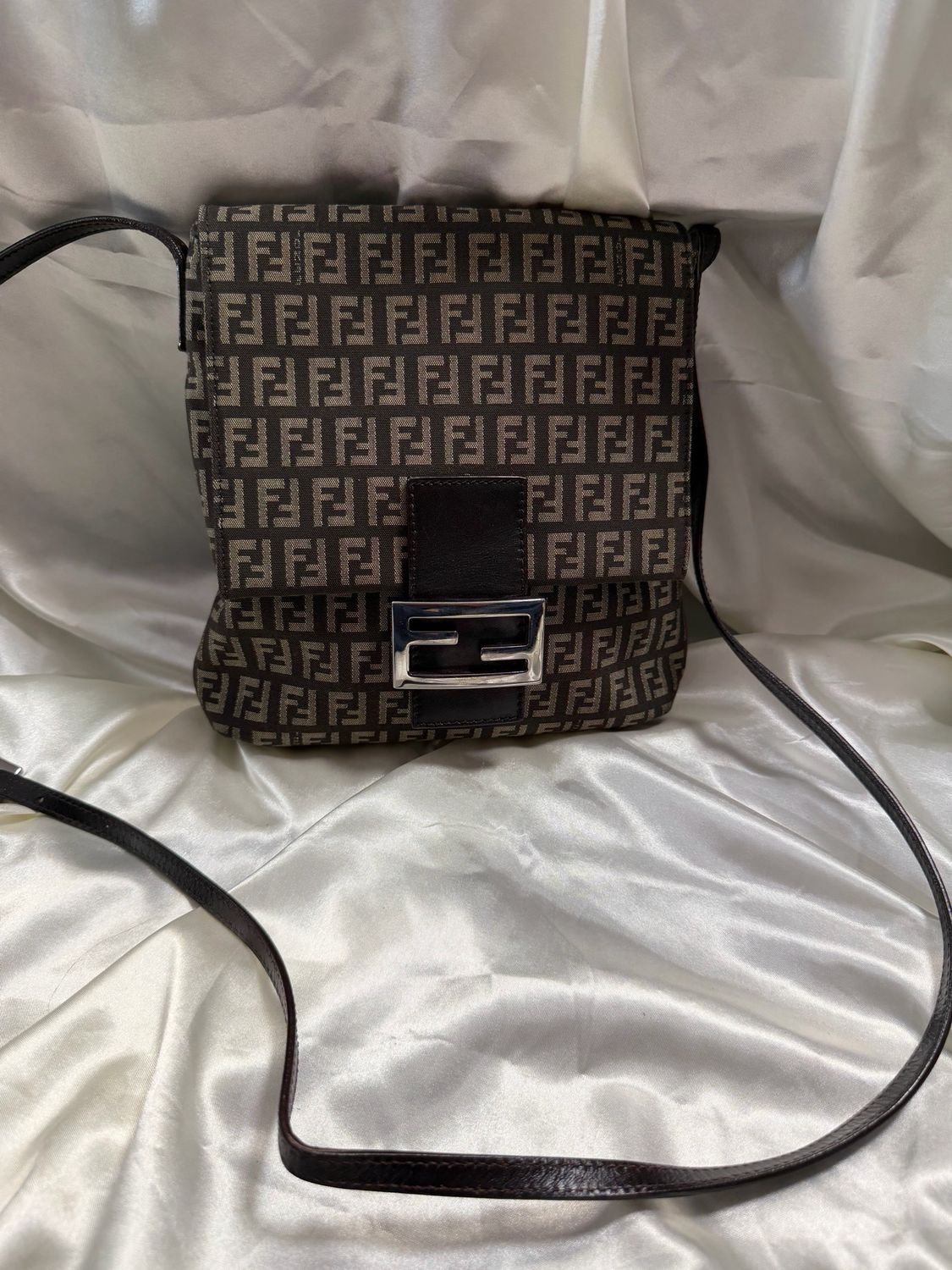 Fendi Zucchino Flap Messenger Sling Crossbody