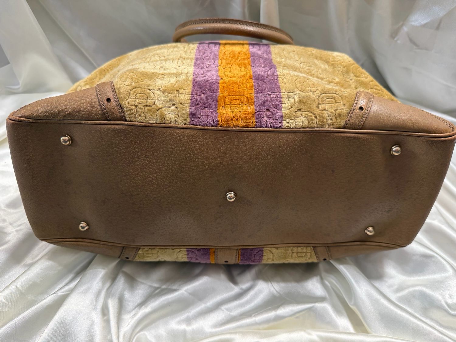 Gucci Boston Horsebit Velour Bowler Satchel Tote