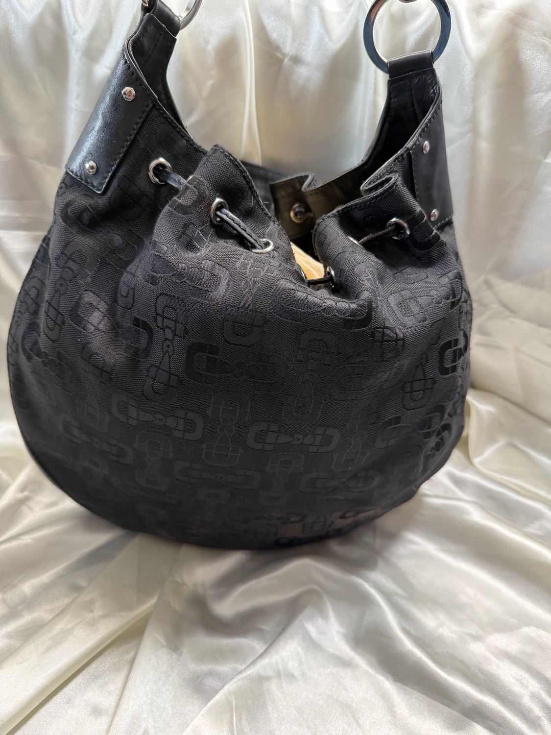 Gucci Monogram Horsebit Canvas Hobo Shoulder