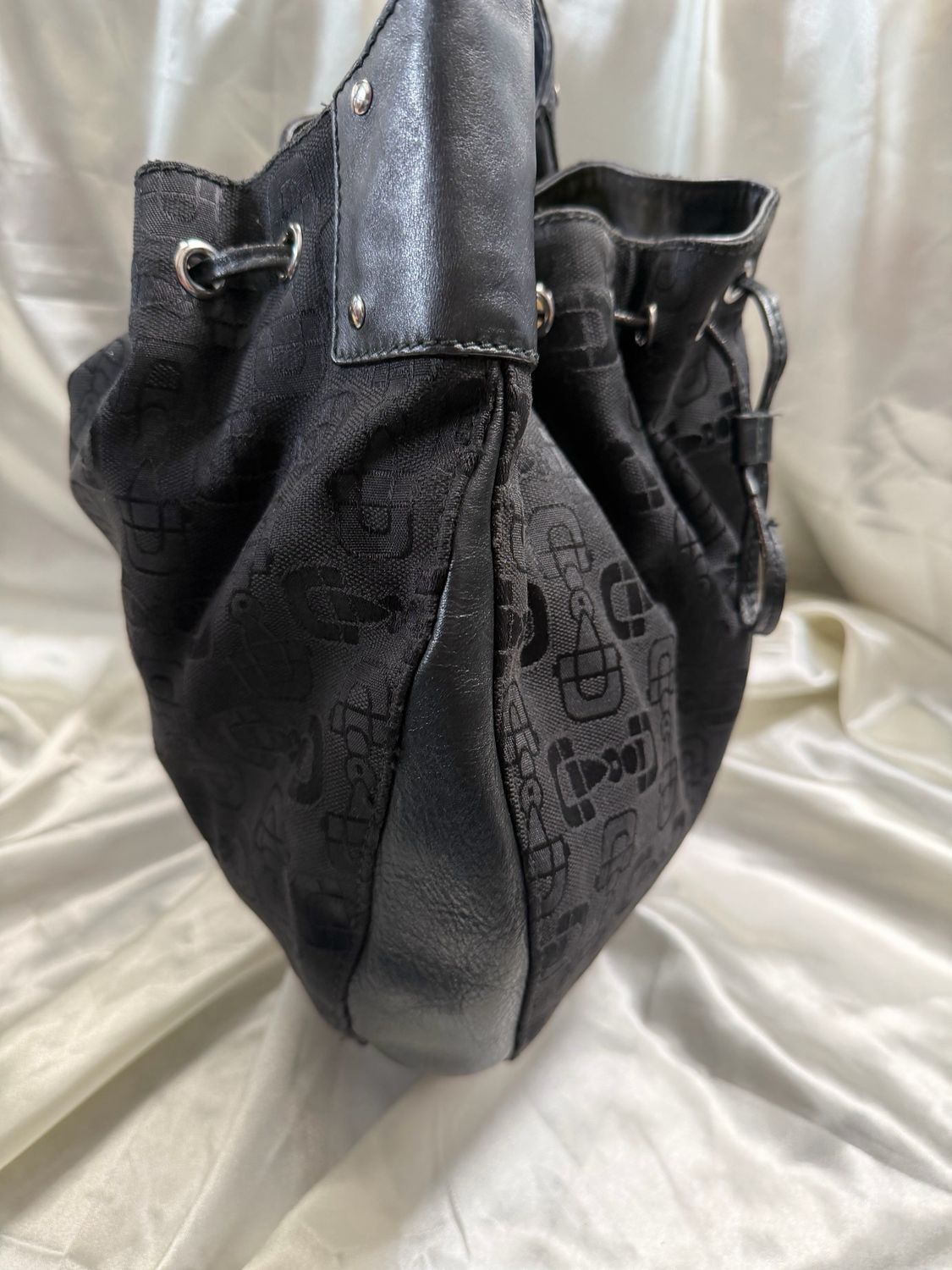 Gucci Monogram Horsebit Canvas Hobo Shoulder