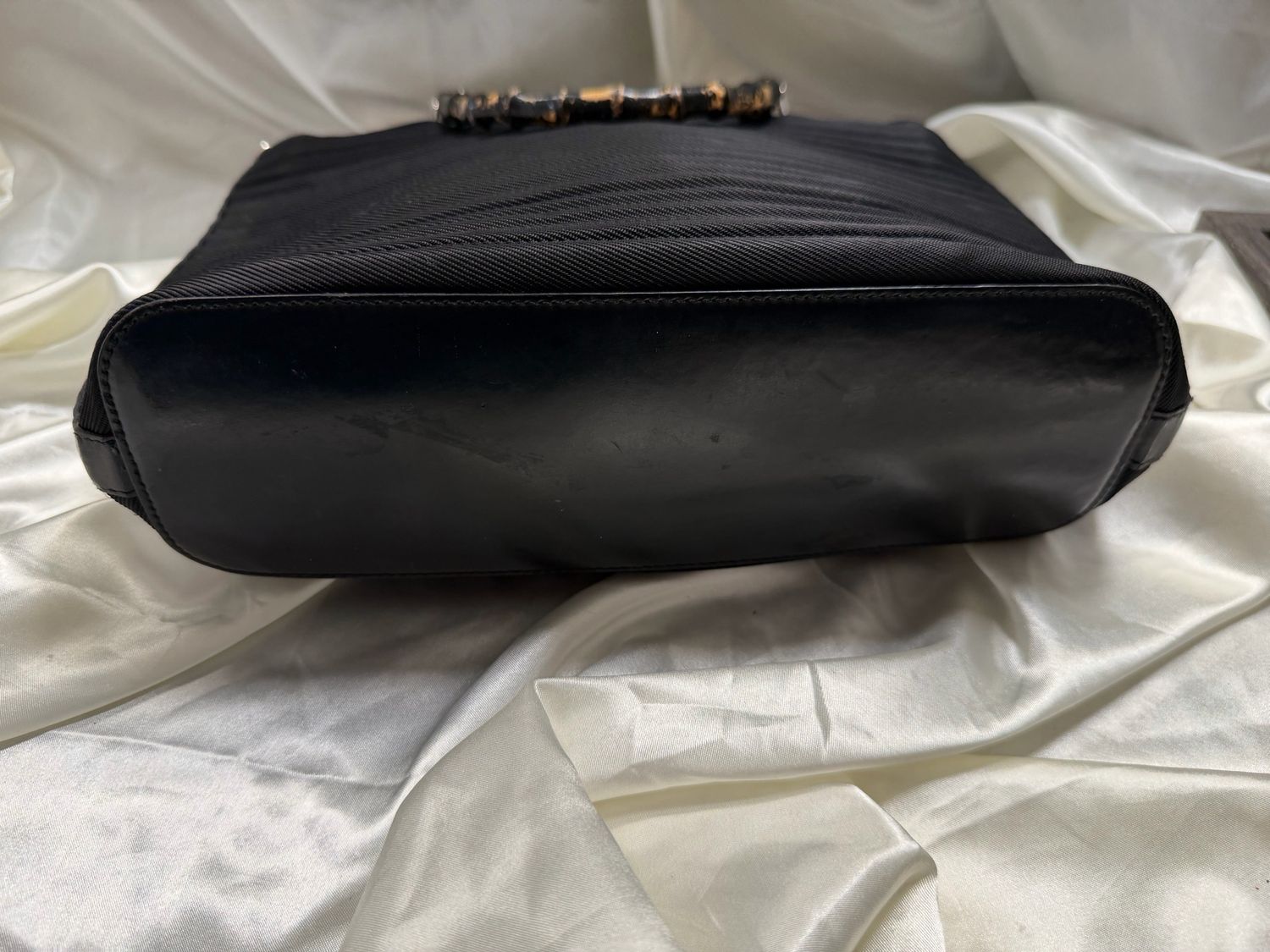 Gucci Vintage Canvas Bamboo Top Handle Satchel