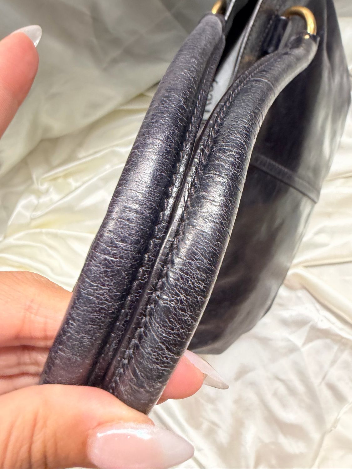 Prada Vitello Shine Tote Shoulder Drawstring 