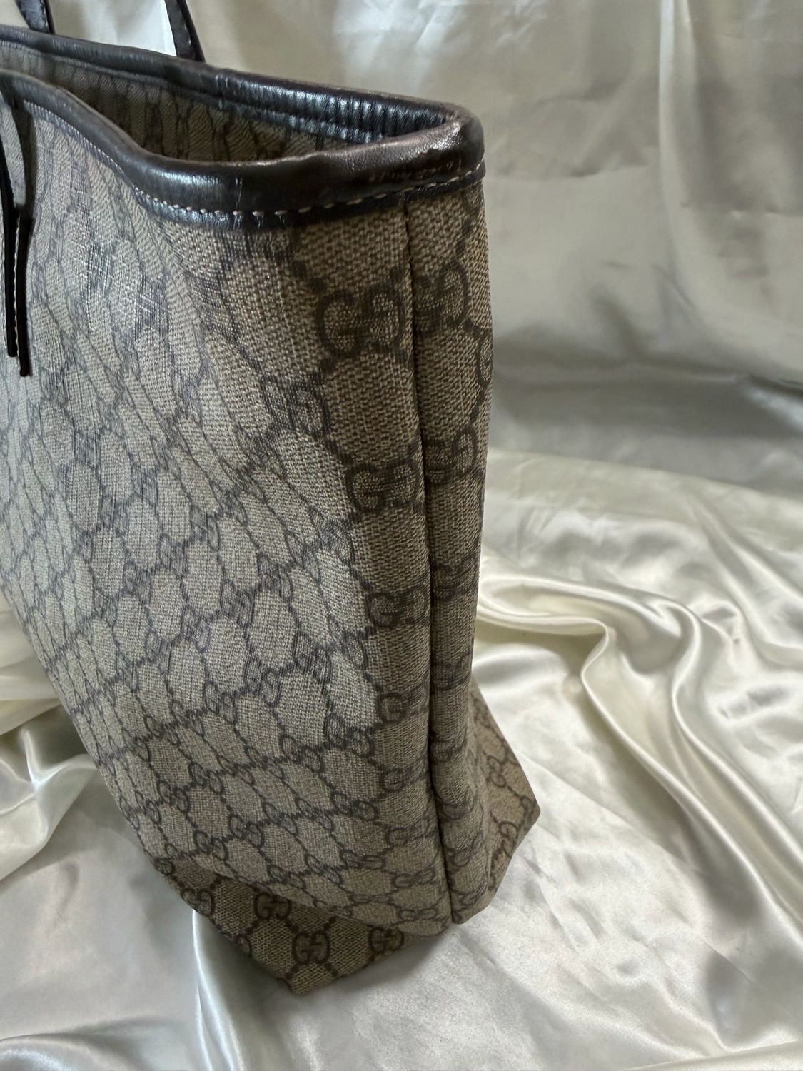 Gucci Monogram Supreme Plus Zipper Tote Shoulder Bag