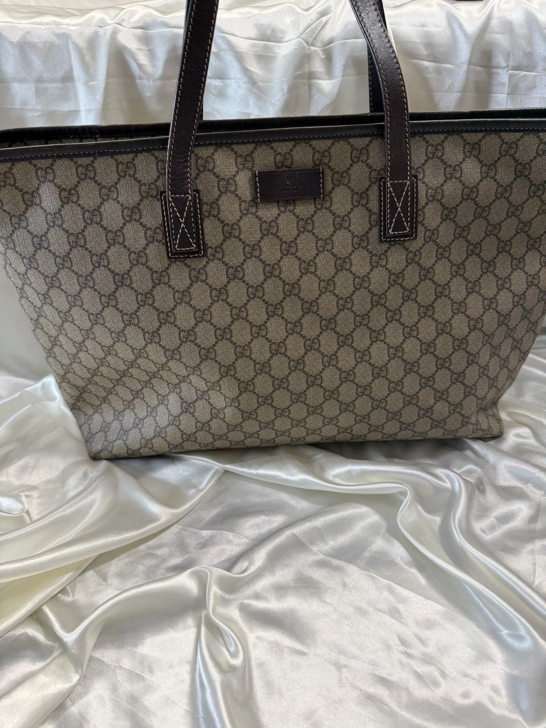 Gucci Monogram Supreme Plus Zipper Tote Shoulder Bag