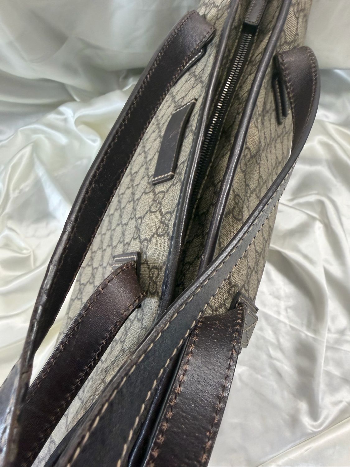 Gucci Monogram Supreme Plus Zipper Tote Shoulder Bag