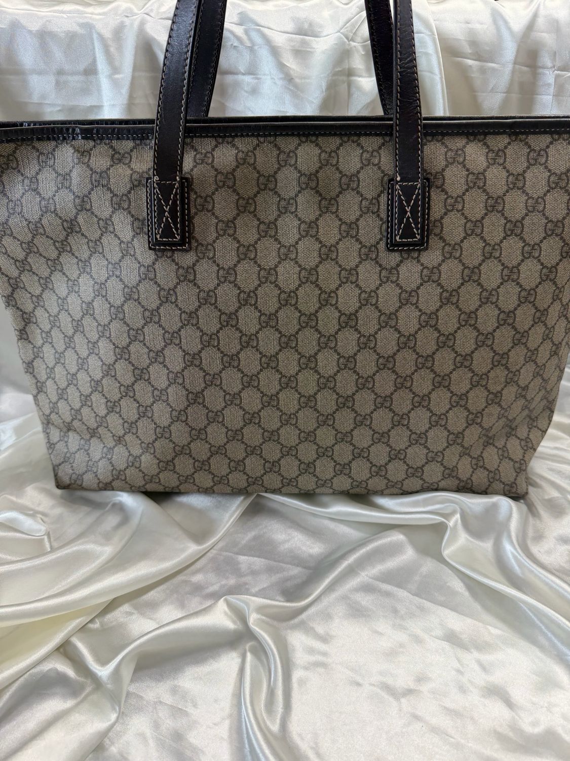 Gucci Monogram Supreme Plus Zipper Tote Shoulder Bag