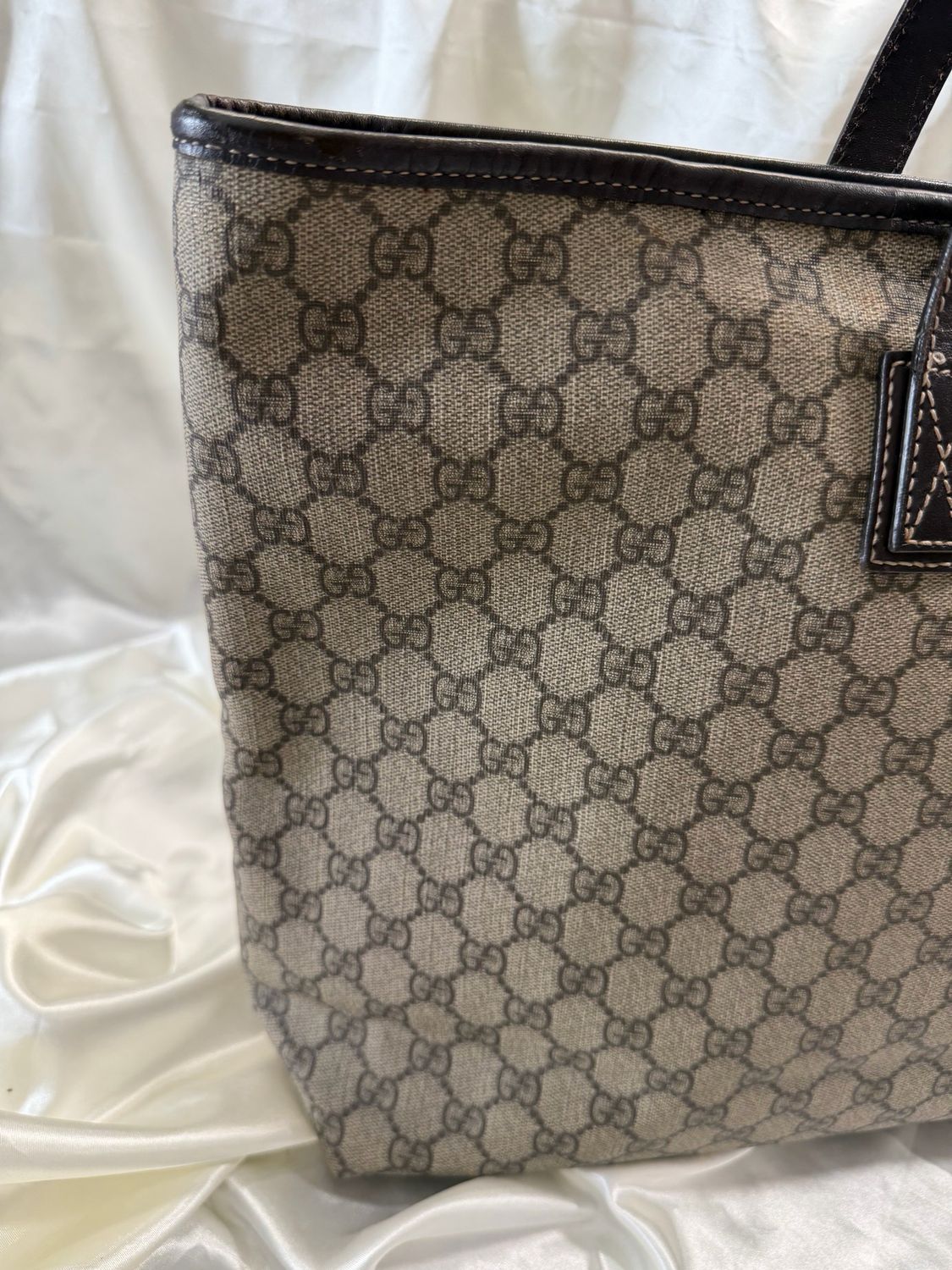 Gucci Monogram Supreme Plus Zipper Tote Shoulder Bag