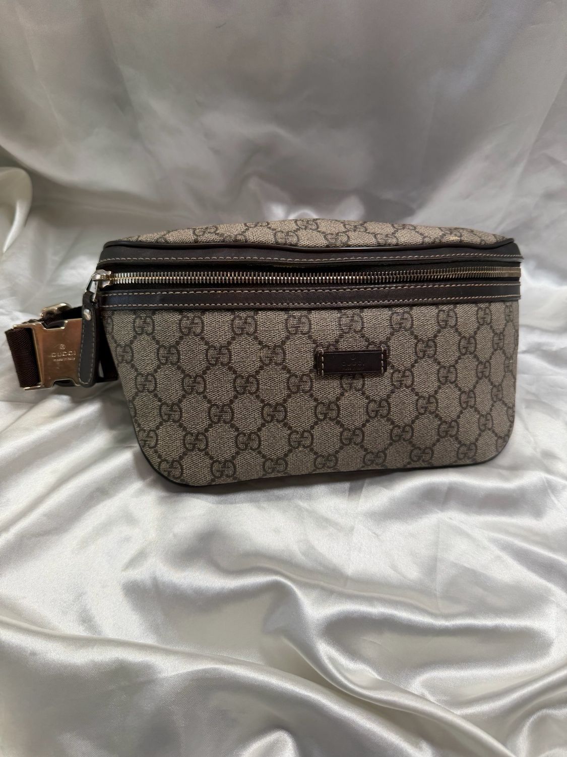 Gucci Monogram Supreme Belt Bag Bum Bag in Dark Brown