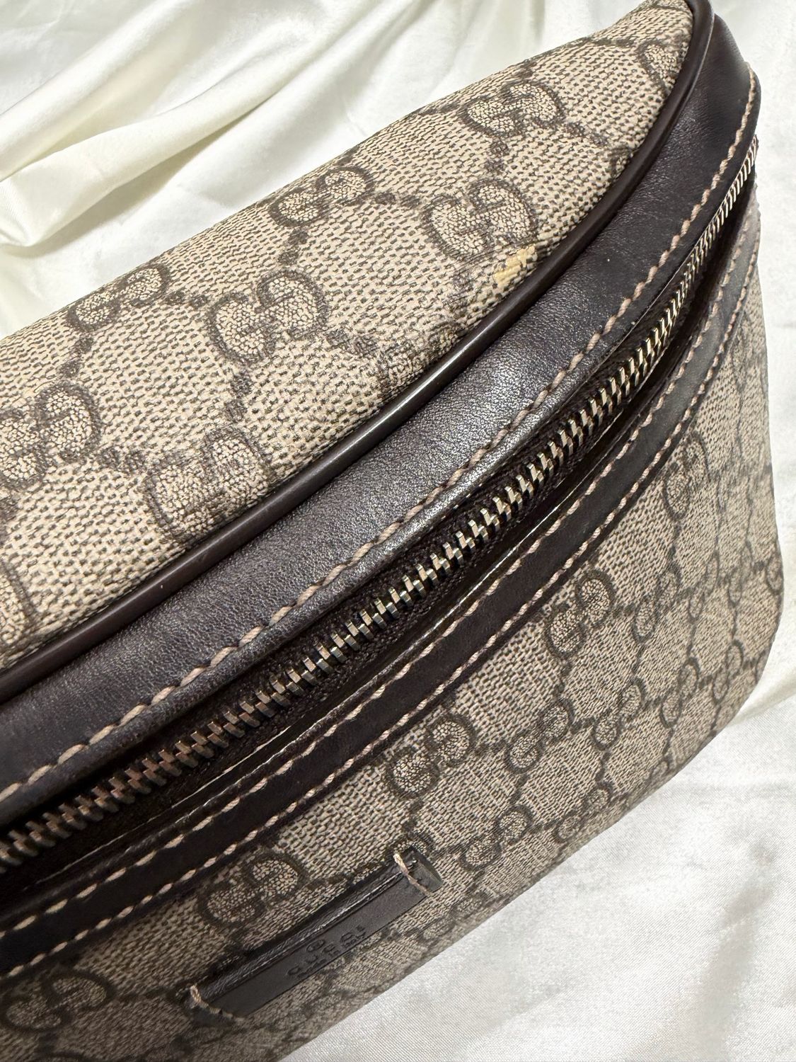 Gucci Monogram Supreme Belt Bag Bum Bag in Dark Brown