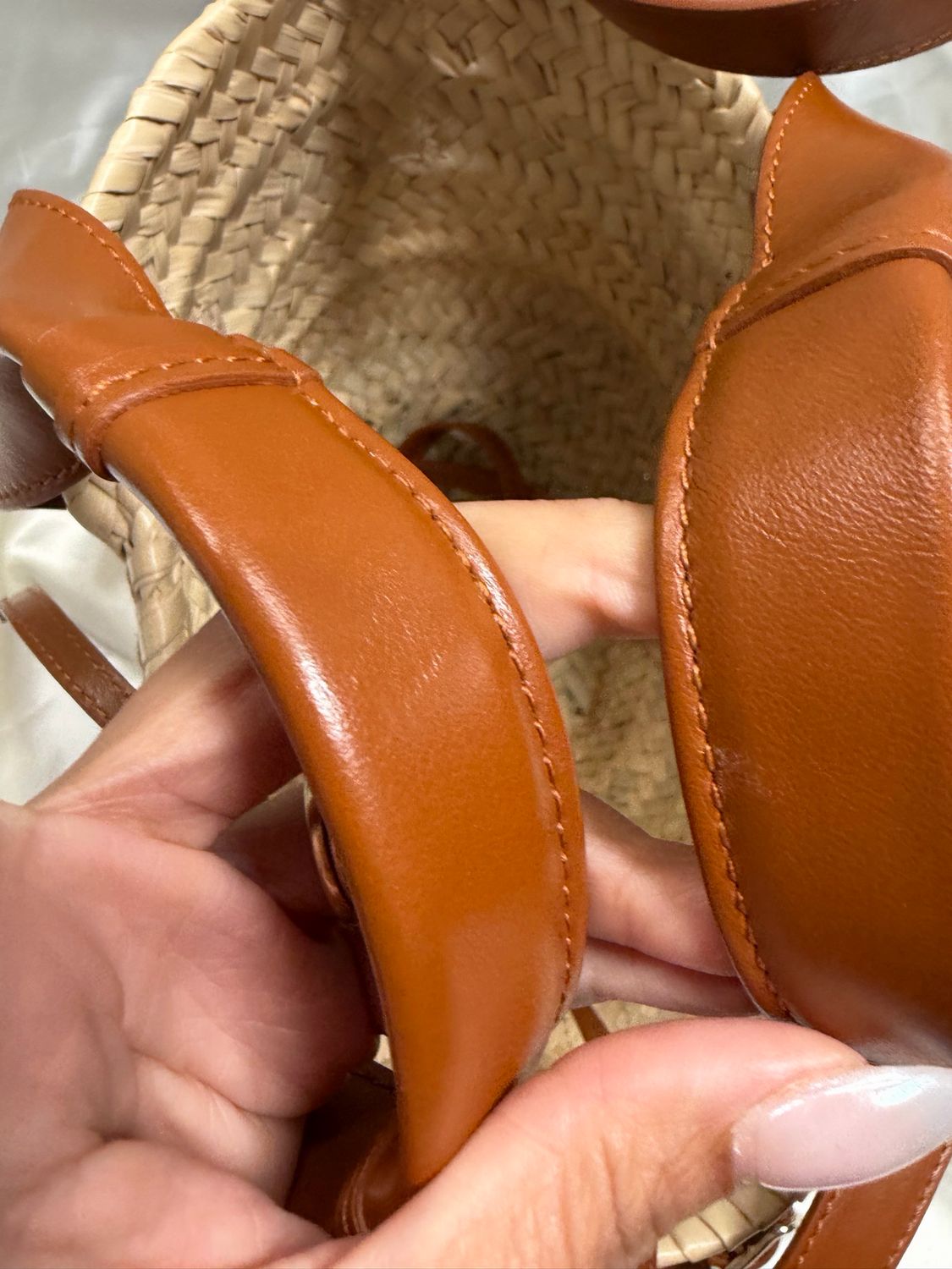 Chloe Raffia Sense Smooth Calfskin Small Basket Crossbody
